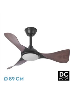 Ventilador Dc Caiman 36w 3600lm Negro/roble 89d 3aspas 6vel 3000-4500-6500k Remoto+reg.intensidad+memoroa+temporizador