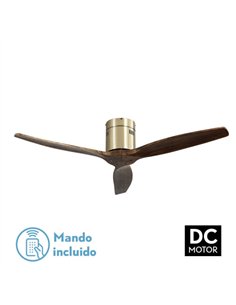 Ventilador Dc Aguilon Cuero 3 Aspas Roble 6 Velocidades Sin Luz Remoto Y Temporiz.132d