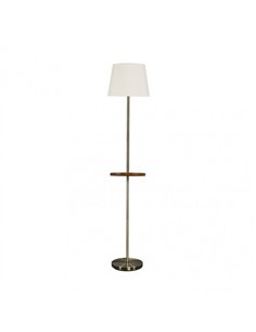 Pie Salon Acero 1xe27 Cuero C/pantalla Beis  C/mesita Aux. Incorporada 168x30x30 Cm