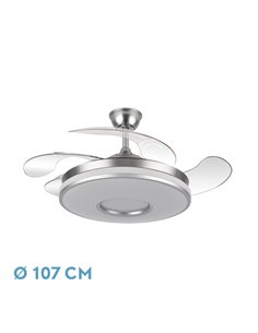 Ventilador Dani 59w 6980lm Niquel 4 Aspas Desplegables 6 Velocidades107d 3000-4000-6000k Remoto