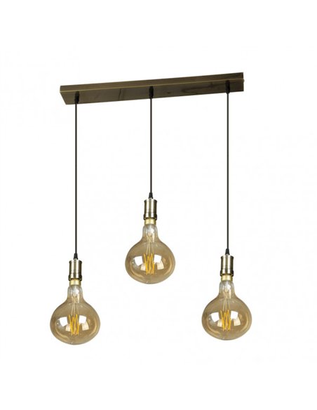 Lampara Sira 3xe27 Cuero/ambar  Bombillas   Incluidas 24w 3000k 1920lm Regx64x16 Cm