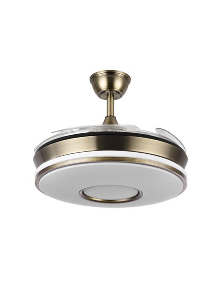 Ventilador Dc Dani 59w 6980lm Cuero 4aspas 6velocidades 91d 3000-4000-6000k Remot+reg.intensidad+memor+temporiz 