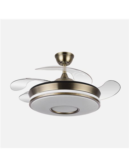 Ventilador Dc Dani 59w 6980lm Cuero 4aspas 6velocidades 91d 3000-4000-6000k Remot+reg.intensidad+memor+temporiz 