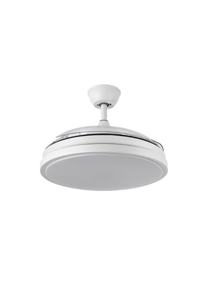 Ventilador Dc Escorpion 59w Blanco 3aspas desplegables 107d 6980lm 3000-4000-6000k Remoto+ Temporizador+ Memoria
