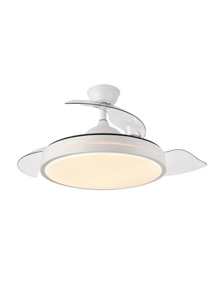 Ventilador Dc Escorpion 59w Blanco 3aspas desplegables 107d 6980lm 3000-4000-6000k Remoto+ Temporizador+ Memoria