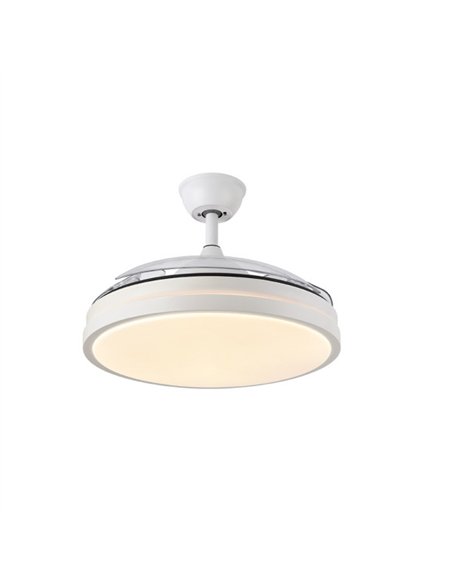 Ventilador Dc Escorpion 59w Blanco 3aspas desplegables 107d 6980lm 3000-4000-6000k Remoto+ Temporizador+ Memoria
