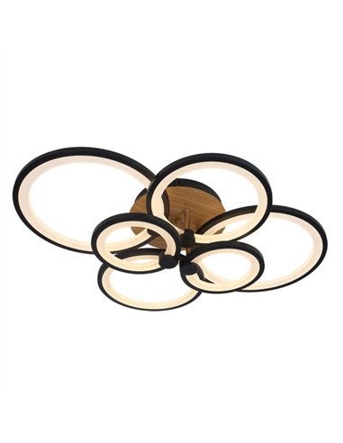 Plafon Sydney 134w 3000-4000-6500k Negro/madera Oscura  17x74x57cm 18090lm Remoto,regulable,memoria