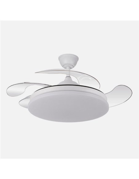 Ventilador Dc Tridente 59w Blanco 4aspas Desp.107d 6980lm Reg.intensidad Remoto+temporizador+memoria 3000-4000-6000k