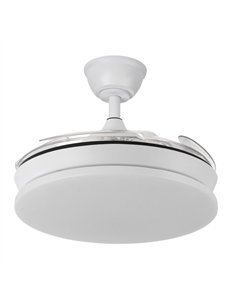 Ventilador Dc Tridente Mini 59w Blanco 4aspas Desp. 91d 6980lm Reg.intensidad Remoto+temporizador+memoria 3000-4000-6000k 2