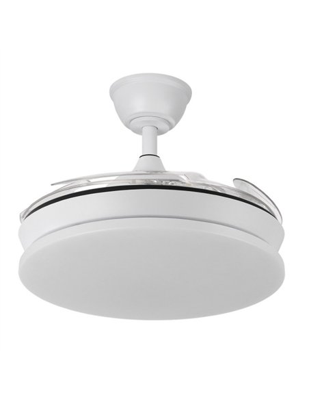 Ventilador Dc Tridente Mini 59w Blanco 4aspas Desp. 91d 6980lm Reg.intensidad Remoto+temporizador+memoria 3000-4000-6000k