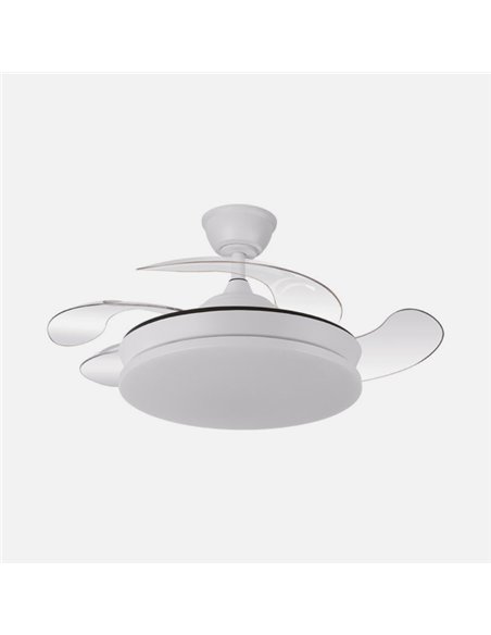 Ventilador Dc Tridente Mini 59w Blanco 4aspas Desp. 91d 6980lm Reg.intensidad Remoto+temporizador+memoria 3000-4000-6000k