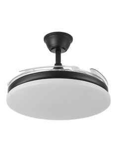 Ventilador Dc Tridente 59w Negro 4aspas Desp. 107d 6980lm Reg.intensidad Remoto+temporizador+memoria 3000-4000-6000k 2