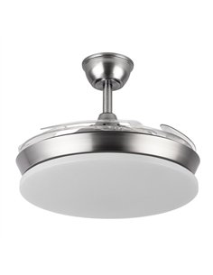 Ventilador Dc Tridente Mini 59w Niquel 4aspas Desp.91d 6980lm Reg.intensidad Remoto+temporizador+memoria 3000-4000-6000k 2