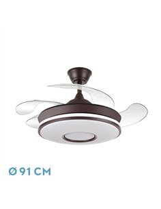 Ventilador Dc Dani Mini 59w Marron 4asp 91d 6980lm 3000-4000-6000k Reg.intensidad Remoto