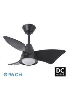 Ventilador Dc Jaguar 30w 3000lm Negro 96d 3aspas 6vel 3000-4500-6500k Remoto+reg.intensidad+memoria+temporizador