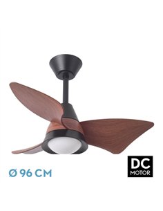 Ventilador Dc Jaguar 30w 3000lm Negro/roble 96d 3aspas 6vel 3000-4500-6500k Remoto+reg.intensidad+memoria+temporizador