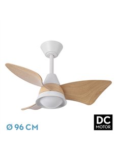 Ventilador Dc Jaguar 30w 3000lm Blanco/haya 96d 3aspas 6vel 3000-4500-6500k Remoto+reg.intensidad+memoria+temporizador