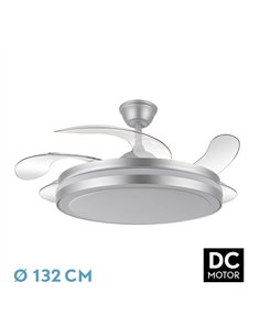 Ventilador Dc Esparta Maxi 80w 10255lm Plata 132d 5asp 3000-4000-6000k Remoto+temporizador+memoria