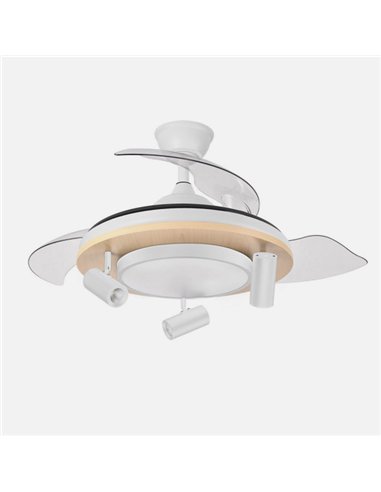 Ventilador Dc Gladiator 37+15w Blanco/haya 3asp.107d 3980lm 3000-4500-6500k Remoto+memoria+temporizador