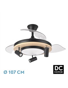 Ventilador Dc Gladiator 37+15w Negro/madera 3asp.107d 3980lm 3000-4500-6500k 2encendidos Indep.Remoto+memoria+temporiz.