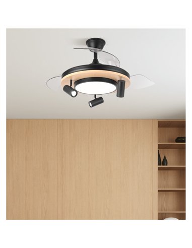 Ventilador Dc Gladiator 37+15w Negro/madera 3asp.107d 3980lm 3000-4500-6500k 2encendidos Indep.Remoto+memoria+temporiz.