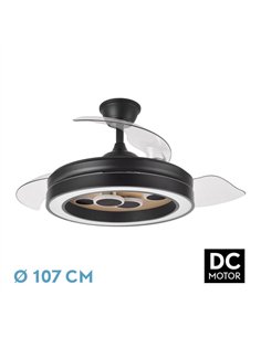 Ventilador Dc Cupido 55w Negro/madera 3asp.107d 4960l 3000-4500-6500k Reg.intensidad+remoto+memoria+temporizador