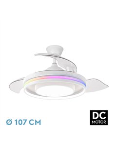 Ventilador Dc Pitufo 57w Blanco 3asp107d 3990lm Rgb  +3000-4500-6500k Reg.intensidad+remoto+memo+temporiz