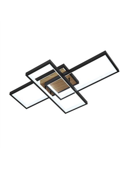 Plafon Madaleta 104w 3000-4000-6500k Negro/madera 11440 Lm C/remoto
