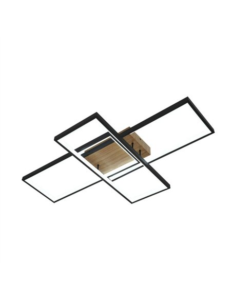 Plafon Madaleta 134w 3000-4000-6500k Negro/madera 14740 Lm C/remoto