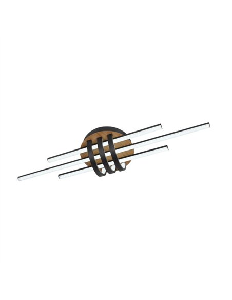 Plafon Kirova 64w 3000-4000-6500k Negro/madera 7040lm  Lm C/remoto
