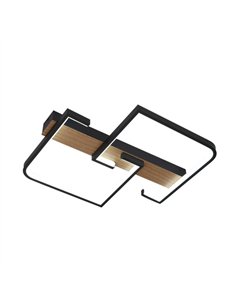 Plafon Frondella 76w 3000-4000-6500k Negro/madera 8360  Lm C/remoto