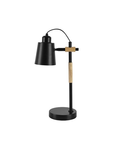 Flexo Articulado Liena 1xe27 Negro/haya Orientable 40x14x20cm