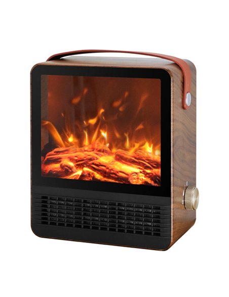 Termov.ceramico Ptc Caleta 1500w Marron 2pot Efecto Llama Protecc.sobrec. 30