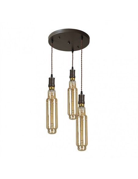 Lampara Elio 3xe27 Marron/ambar Bombillas Incluidas 24w 3000k 2550lm Regx30x30 Cm