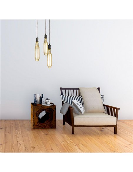 Lampara Elio 3xe27 Marron/ambar Bombillas Incluidas 24w 3000k 2550lm Regx30x30 Cm