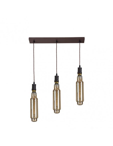 Lampara Elio 3xe27 Marron/ambar  Bombillas   Incluidas 24w 3000k 2550lm Regx64x12 Cm