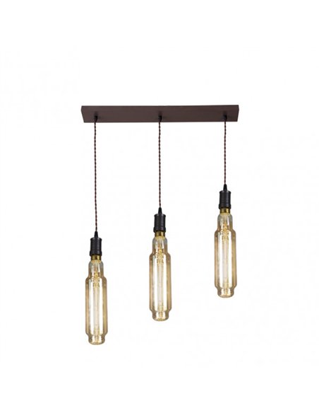 Lampara Elio 3xe27 Marron/ambar  Bombillas   Incluidas 24w 3000k 2550lm Regx64x12 Cm