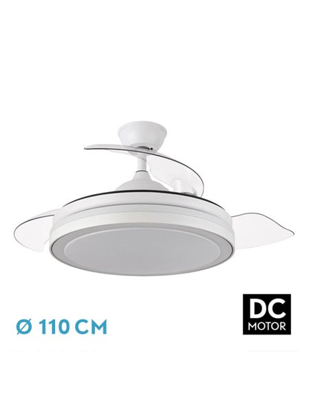 Ventilador Dc Esparta Plus 59w 6980lm Blanco 3 Aspas Desp. 107d 3 Colores C/Remoto+ Temporizador+ Memoria