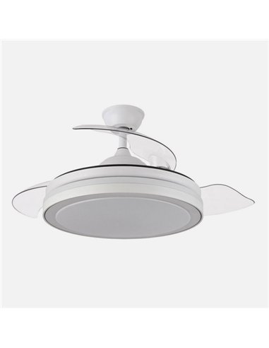 Ventilador Dc Esparta Plus 59w 6980lm Blanco 3 Aspas Desp. 107d 3 Colores C/Remoto+ Temporizador+ Memoria