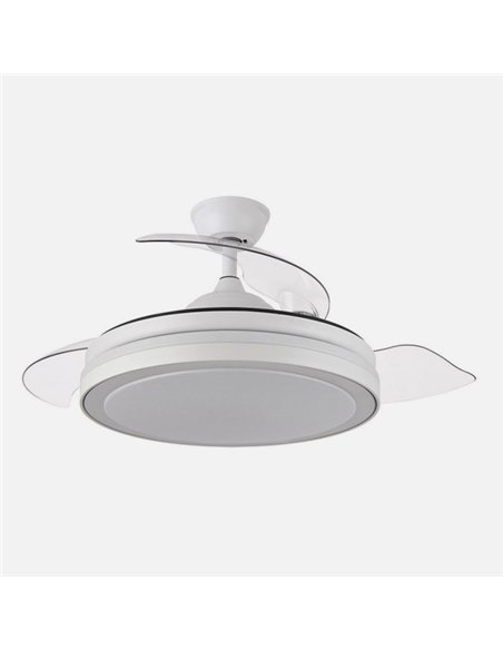 Ventilador Dc Esparta Plus 59w 6980lm Blanco 3 Aspas Desp. 107d 3 Colores C/Remoto+ Temporizador+ Memoria