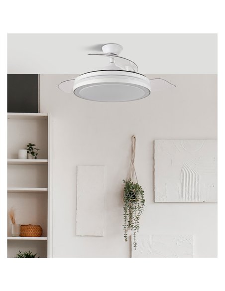 Ventilador Dc Esparta Mini Blanco 59w 6980lm 3asp.desp 91d 3000-4000-6000k Remoto+temporizador+memoria