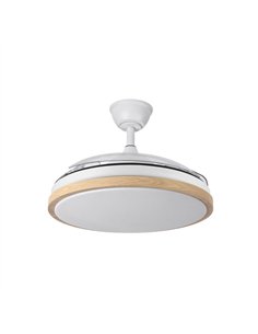 Ventilador Dc Evros 59w 6980lm Blanco/haya 107d 3asp.despegables 3000-4000-6000k Remoto+reg.intensidad+temporizador+memoria 2