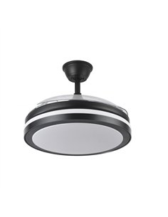 Ventilador Dc Esparta Plus 59w 6980lm Negro 107d 3aspas Desp.3000-4000-6000k Remoto+ Temporizador+ Memoria 2