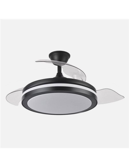 Ventilador Dc Esparta Plus 59w 6980lm Negro 107d 3aspas Desp.3000-4000-6000k Remoto+ Temporizador+ Memoria