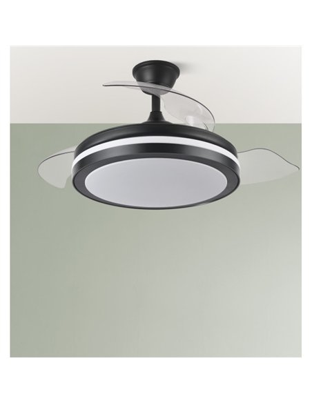 Ventilador Dc Esparta Plus 59w 6980lm Negro 107d 3aspas Desp.3000-4000-6000k Remoto+ Temporizador+ Memoria