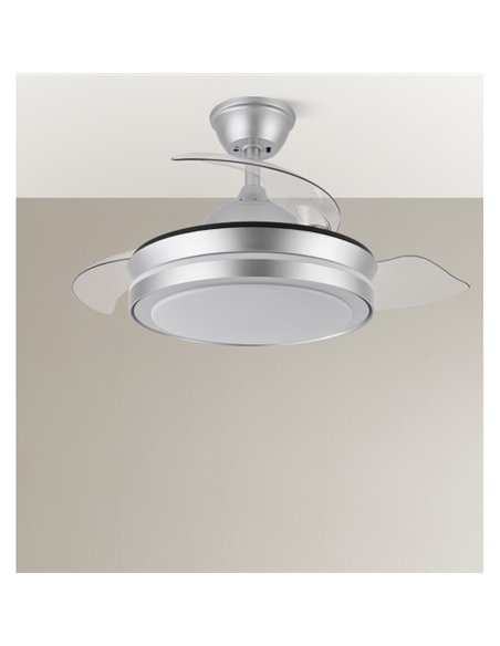 Ventilador Dc Esparta Mini Plata 59w 6980lm 91d 3asp.d Esp.3000-4000-6000k Remoto+tempor+memori