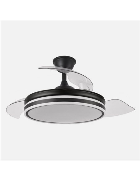 Ventilador Bayomo 59w 6980lm Negro 4 Aspas Desp. 34,5/42x50/107d.3 Color. Motor Dc..remoto+Reg.Intensidad