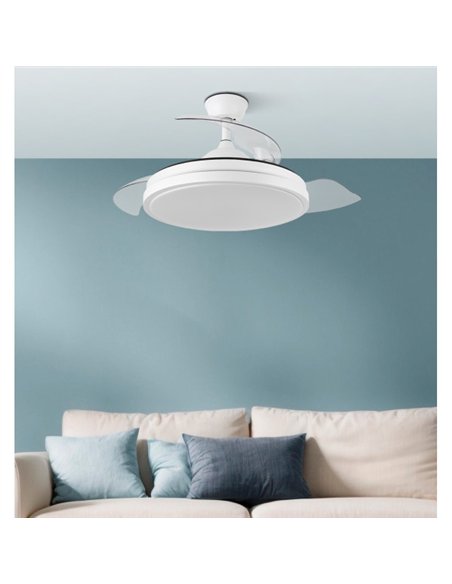 Ventilador Dc Escorpion Mini 59w Blanc 3aspas Desp. Reg.Intensidad 91d 6980lm Remot+temporiz+memoria 3000-4000-6000k